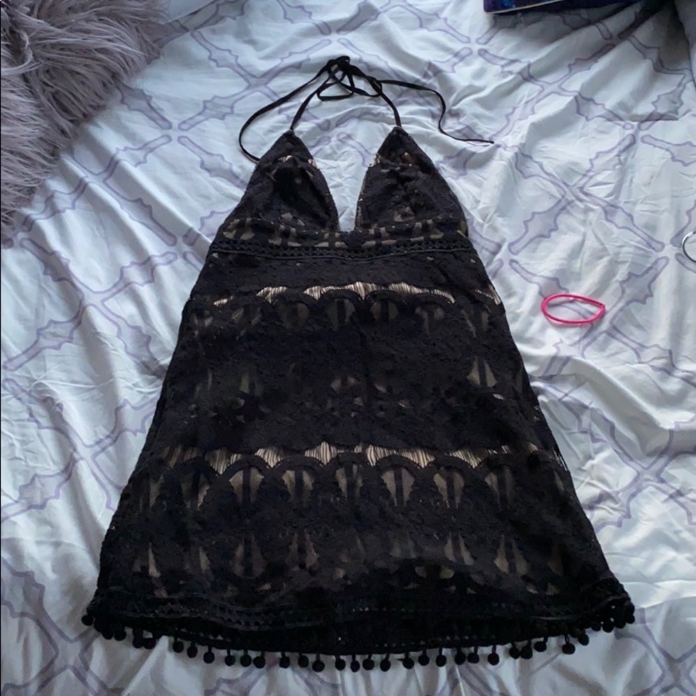 Forever 21 Embroidered Halter Mini Dress